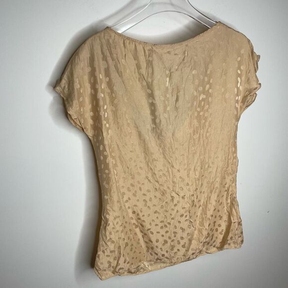Loeffler Randall Silk Gold Tan Blouse Top Drape 0‎ Print - Picture 6 of 7